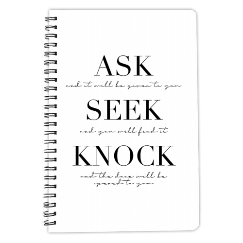 Ask Seek Knock - personalised A4, A5, A6 notebook by Toni Scott