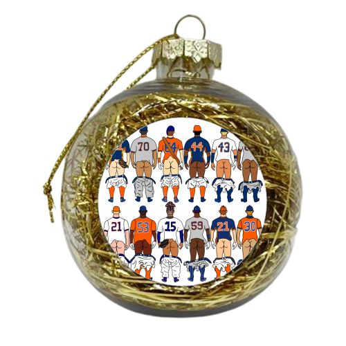 Astro Baseball Butts - xmas bauble by Notsniw Art
