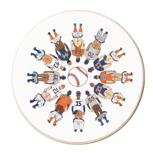 Astro Baseball Butts - personalised beer coaster by Notsniw Art