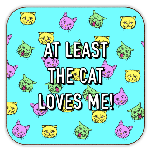 At Least The Cat Loves Me! - personalised beer coaster by Adam Regester