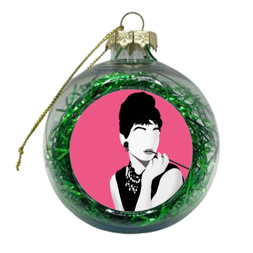 Audrey Hepburn - xmas bauble by Rock and Rose Creative