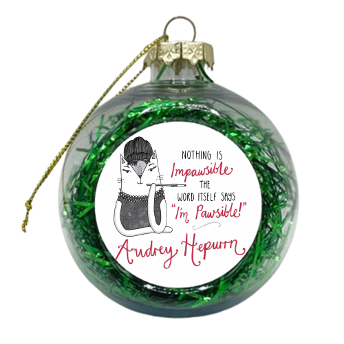 Audrey Hepurrn - xmas bauble by Katie Ruby Miller
