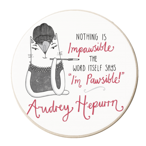 Audrey Hepurrn - personalised beer coaster by Katie Ruby Miller