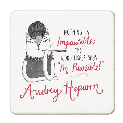Audrey Hepurrn - personalised beer coaster by Katie Ruby Miller
