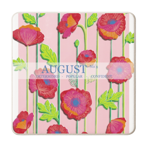 August Flowers - Poppy - personalised beer coaster by Yaz Raja