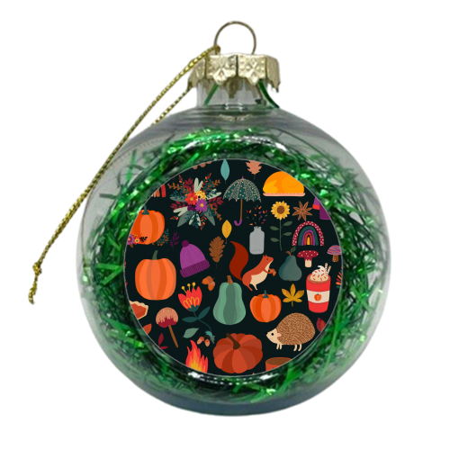 Autumn fall pattern - xmas bauble by haris kavalla