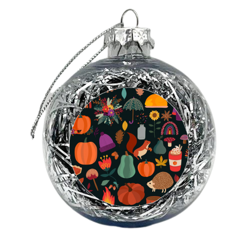 Autumn fall pattern - xmas bauble by haris kavalla