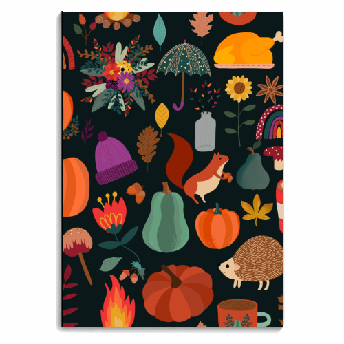 Autumn fall pattern - personalised A4, A5, A6 notebook by haris kavalla