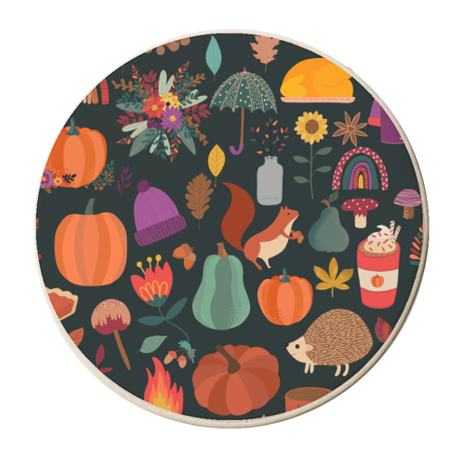 Autumn fall pattern - personalised beer coaster by haris kavalla