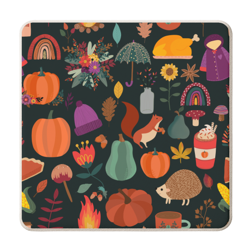 Autumn fall pattern - personalised beer coaster by haris kavalla