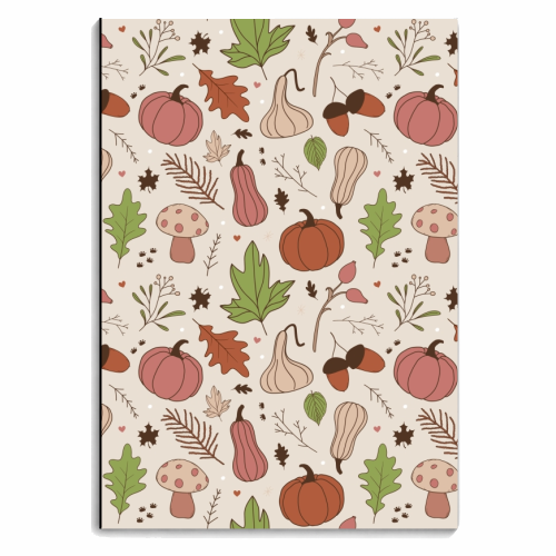 Autumn Fall pink pumpkin patternprint - personalised A4, A5, A6 notebook by The Girl Next Draw