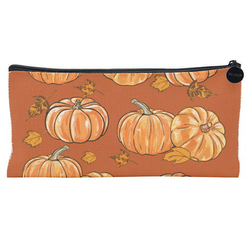 Autumn Pumpkins - flat pencil case by EZbie