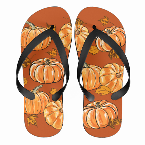 Autumn Pumpkins - funny flip flops by EZbie