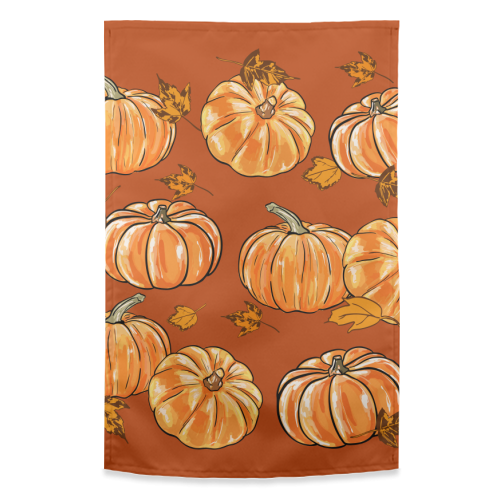 Autumn Pumpkins - funny tea towel by EZbie
