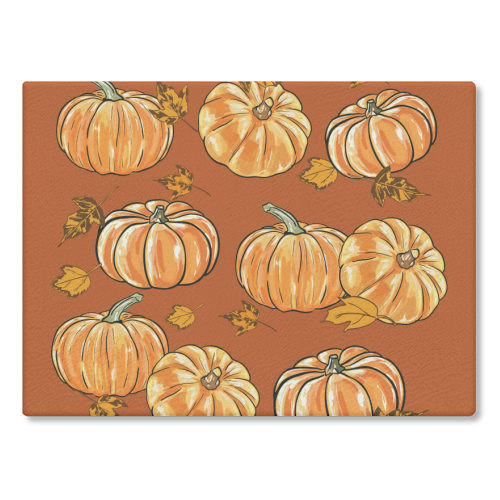 Autumn Pumpkins - glass chopping board by EZbie