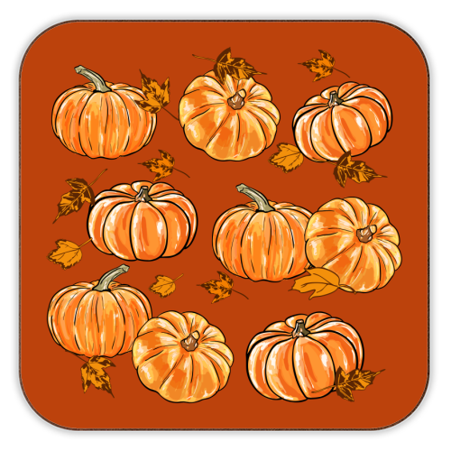 Autumn Pumpkins - personalised beer coaster by EZbie