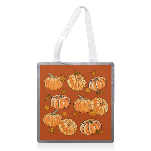 Autumn Pumpkins - printed canvas tote bag by EZbie