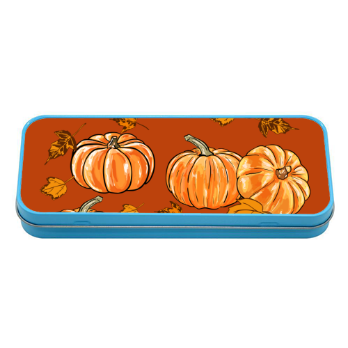 Autumn Pumpkins - tin pencil case by EZbie