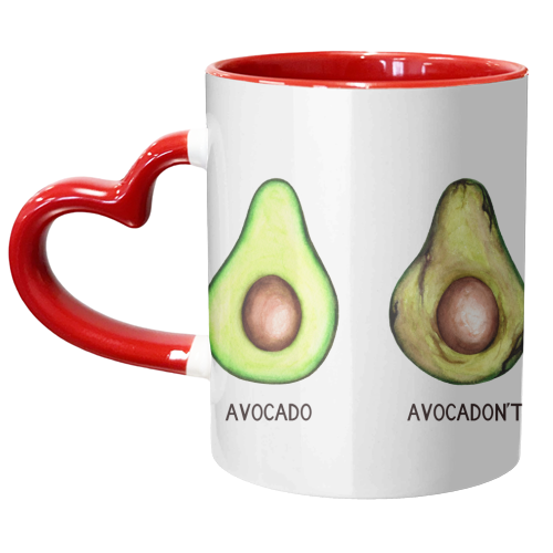 Avocado / Avocadon't - unique mug by She Walks She Paints