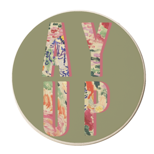 Ay Up - personalised beer coaster by The 13 Prints