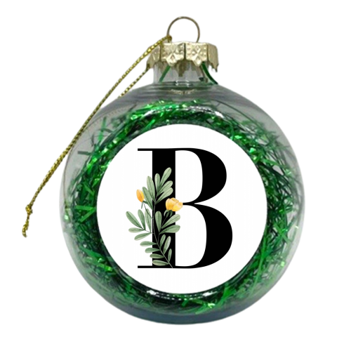 B Floral Letter Initial - xmas bauble by Toni Scott
