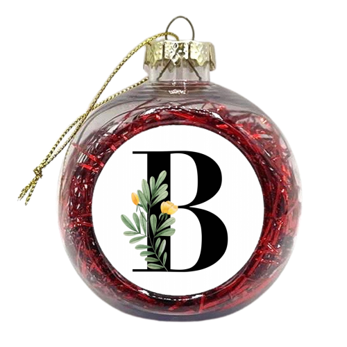 B Floral Letter Initial - xmas bauble by Toni Scott