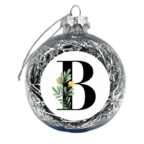 B Floral Letter Initial - xmas bauble by Toni Scott