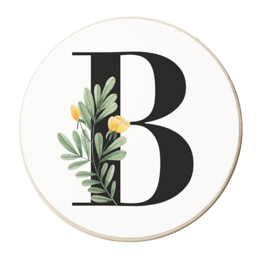 B Floral Letter Initial - personalised beer coaster by Toni Scott