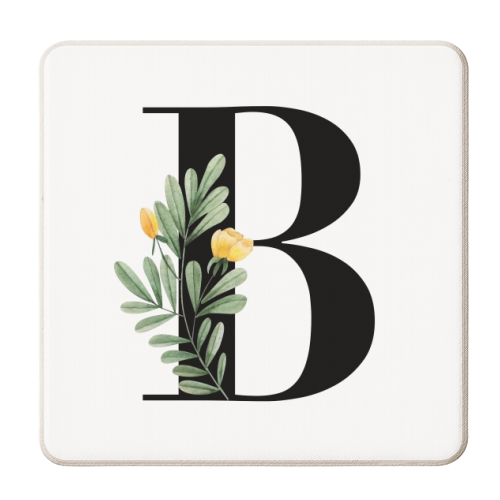 B Floral Letter Initial - personalised beer coaster by Toni Scott