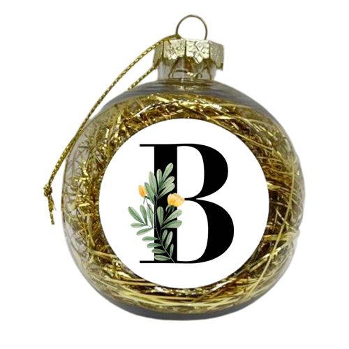 B Floral Letter Initial - xmas bauble by Toni Scott