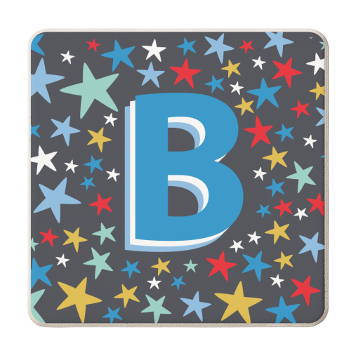 B Initial on stars - personalised beer coaster by The Boy and the Bear