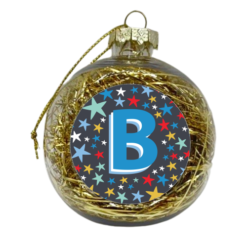 B Initial on stars - xmas bauble by The Boy and the Bear
