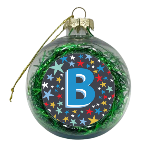 B Initial on stars - xmas bauble by The Boy and the Bear