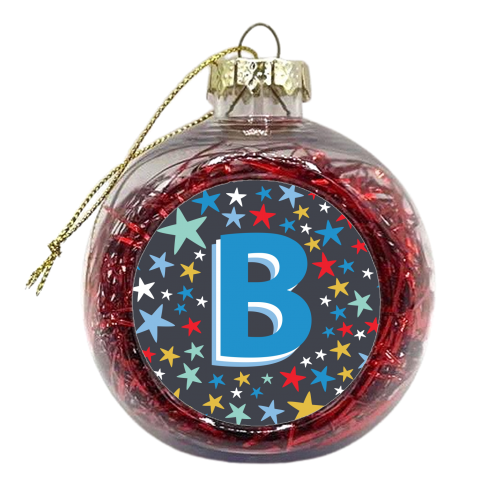 B Initial on stars - xmas bauble by The Boy and the Bear