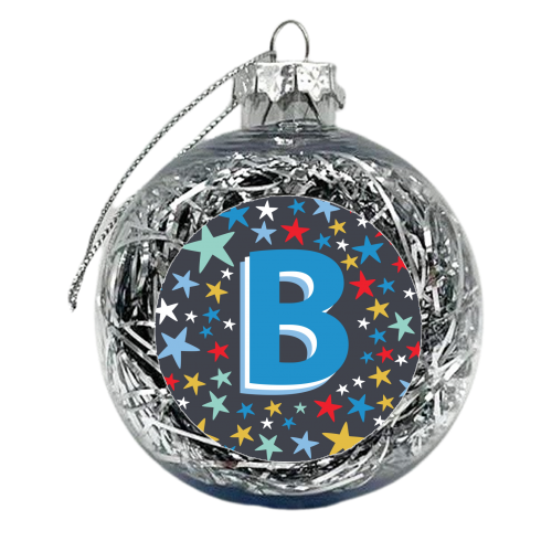 B Initial on stars - xmas bauble by The Boy and the Bear