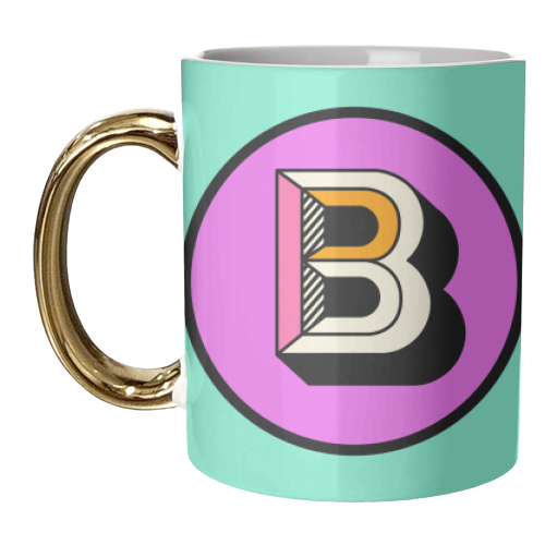 B - Letter Initial Bright Colour Block Alphabet - unique mug by AbiGoLucky