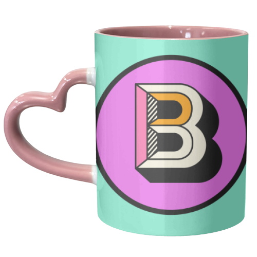 B - Letter Initial Bright Colour Block Alphabet - unique mug by AbiGoLucky
