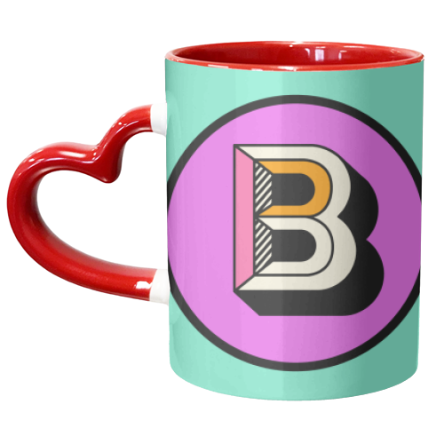 B - Letter Initial Bright Colour Block Alphabet - unique mug by AbiGoLucky