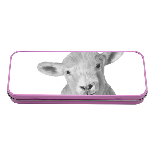 Baby Lamb - tin pencil case by LIBRA FINE ARTS