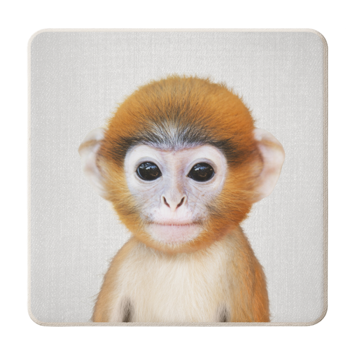 Baby Monkey - Colorful - personalised beer coaster by Gal Design