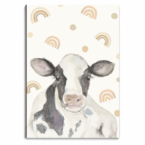 Baby neutral rainbow cow - personalised A4, A5, A6 notebook by Beth Reed