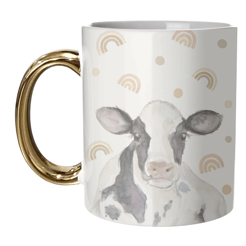 Baby neutral rainbow cow - unique mug by Beth Reed