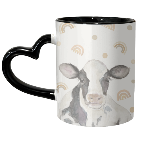 Baby neutral rainbow cow - unique mug by Beth Reed
