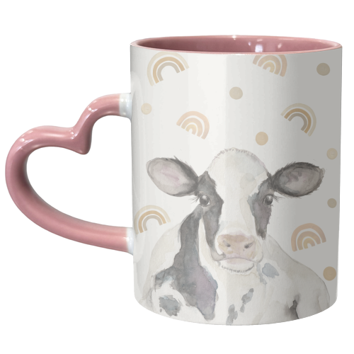 Baby neutral rainbow cow - unique mug by Beth Reed
