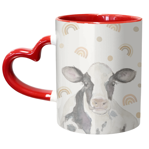 Baby neutral rainbow cow - unique mug by Beth Reed