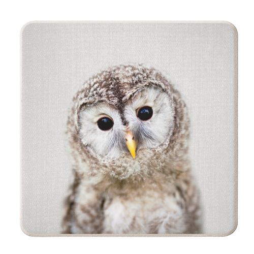 Baby Owl - Colorful - personalised beer coaster by Gal Design