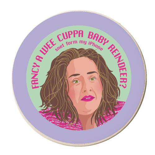 Baby Reindeer Martha - personalised beer coaster by Claire Atwood