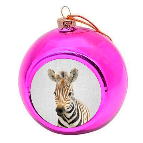Baby Zebra - Colorful - colourful christmas bauble by Gal Design