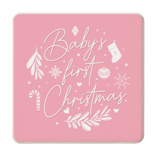 Baby's first Christmas bauble print - personalised beer coaster by The Girl Next Draw