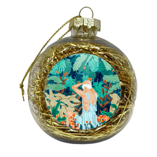 Backyard | Jungle Tropical Nature Painting | Botanical Plant Lady Banana Tree Garden Watercolor - xmas bauble by Uma Prabhakar Gokhale